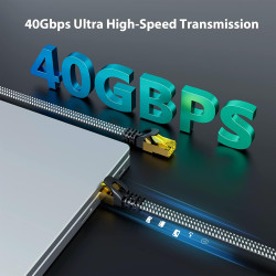 ARISKEEN Cat 8 Câble Ethernet 2M, Cat8 Tressé Plat Haut Débit (40Gbps 2000Mhz/s) Gigabit Rj45 STP Câble Blindé Internet Réseau L