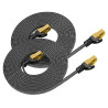ARISKEEN Cable Ethernet 3mètre 2 Pièces, Cat8 Tressé Plat Haut Débit (40Gbps 2000Mhz/s) Gigabit Rj45 STP Câble Blindé Internet R