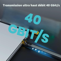 ARISKEEN Cat 8 Câble Ethernet 8M, Cat8 Tressé Plat Haut Débit (40Gbps 2000Mhz/s) Gigabit Rj45 STP Câble Blindé Internet Réseau L