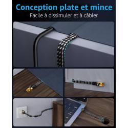 ARISKEEN Cat 8 Câble Ethernet 15M, Cat8 Tressé Plat Haut Débit (40Gbps 2000Mhz/s) Gigabit Rj45 STP Câble Blindé Internet Réseau 