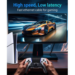 ARISKEEN Cat 8 Câble Ethernet 25M, Cat8 Tressé Plat Haut Débit (40Gbps 2000Mhz/s) Gigabit Rj45 STP Câble Blindé Internet Réseau 