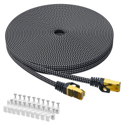 ARISKEEN Cat 8 Câble Ethernet 50M, Cat8 Tressé Plat Haut Débit (40Gbps 2000Mhz/s) Gigabit Rj45 STP Câble Blindé Internet Réseau 