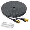 ARISKEEN Cat 8 Câble Ethernet 50M, Cat8 Tressé Plat Haut Débit (40Gbps 2000Mhz/s) Gigabit Rj45 STP Câble Blindé Internet Réseau 