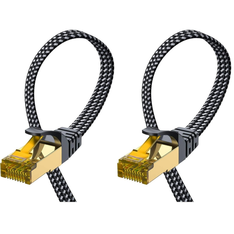 ARISKEEN Cat 8 Câble Ethernet 5M, Cat8 Tressé Plat Haut Débit (40Gbps 2000Mhz/s) Gigabit Rj45 STP Câble Blindé Internet Réseau L