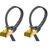 ARISKEEN Cat 8 Câble Ethernet 5M, Cat8 Tressé Plat Haut Débit (40Gbps 2000Mhz/s) Gigabit Rj45 STP Câble Blindé Internet Réseau L