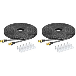 ARISKEEN Cat 8 Câble Ethernet 10M, Cat8 Tressé Plat Haut Débit (40Gbps 2000Mhz/s) Gigabit Rj45 STP Câble Blindé Internet Réseau 