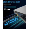 ARISKEEN Cat 8 Câble Ethernet 20M, Cat8 Tressé Plat Haut Débit (40Gbps 2000Mhz/s) Gigabit Rj45 STP Câble Blindé Internet Réseau 