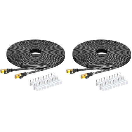 ARISKEEN Cat 8 Câble Ethernet 20M, Cat8 Tressé Plat Haut Débit (40Gbps 2000Mhz/s) Gigabit Rj45 STP Câble Blindé Internet Réseau 