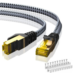 ARISKEEN Câble réseau Ethernet CAT 8 de 18,3 m, 40 Gbit/s, 2000 MHz, cordon de brassage réseau LAN à haut débit, câble Internet 