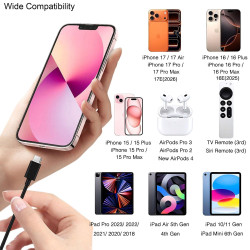 Câble de charge Carplay pour iPhone 16/17/15, 1 m, USB C vers USB, pour iPhone 16, 16 Pro Max, 16 Plus, 16E, 17 Air, 15 Pro Max,