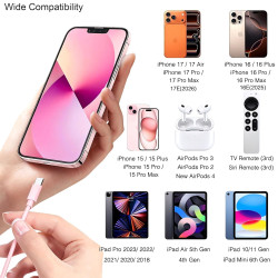 Câble de charge et de données pour CarPlay iPhone 17/17e/16/15, câble USB A vers USB C pour iPhone 17 16 15 Pro Max, Plus, 16e, 