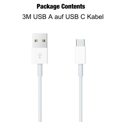 Câble de charge USB A vers USB C de 3 m, câble USB C pour iPhone 17/16/15/16E, 16/15 Pro Max, 16 Plus, iPad Pro 12,9/11, 10e gén