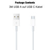 Câble de charge USB A vers USB C de 3 m, câble USB C pour iPhone 17/16/15/16E, 16/15 Pro Max, 16 Plus, iPad Pro 12,9/11, 10e gén