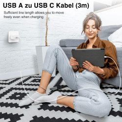 Câble de charge USB A vers USB C de 3 m, câble USB C pour iPhone 17/16/15/16E, 16/15 Pro Max, 16 Plus, iPad Pro 12,9/11, 10e gén