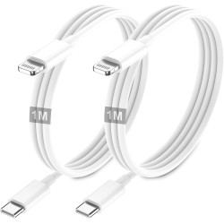 Cable iPhone USB C, Cable USB C vers Lightning 1M 2Pack, [Certifié MFi] Câble iPhone USBC Chargeur Rapide Fil pour Apple iPhone 