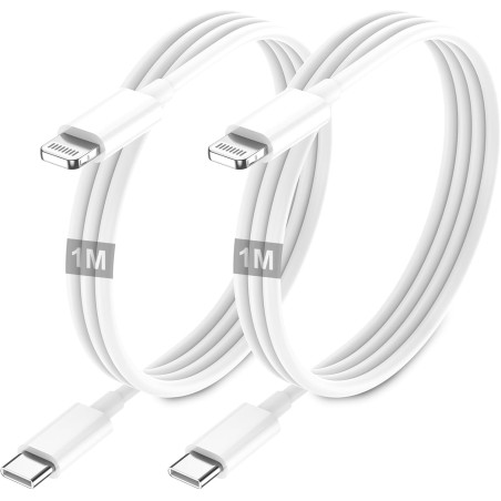 Cable iPhone USB C, Cable USB C vers Lightning 1M 2Pack, [Certifié MFi] Câble iPhone USBC Chargeur Rapide Fil pour Apple iPhone 