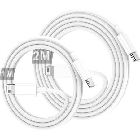 Cable iPhone USB C, Cable USB C vers Lightning 1M+2M, [Certifié MFi] Câble iPhone USBC Chargeur Rapide Fil pour Apple iPhone 14 