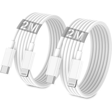 Cable iPhone USB C, Cable USB C vers Lightning 2M 2Pack, [Certifié MFi] Câble iPhone USBC Chargeur Rapide Fil pour Apple iPhone 