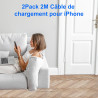 Cable iPhone USB C, Cable USB C vers Lightning 2M 2Pack, [Certifié MFi] Câble iPhone USBC Chargeur Rapide Fil pour Apple iPhone 