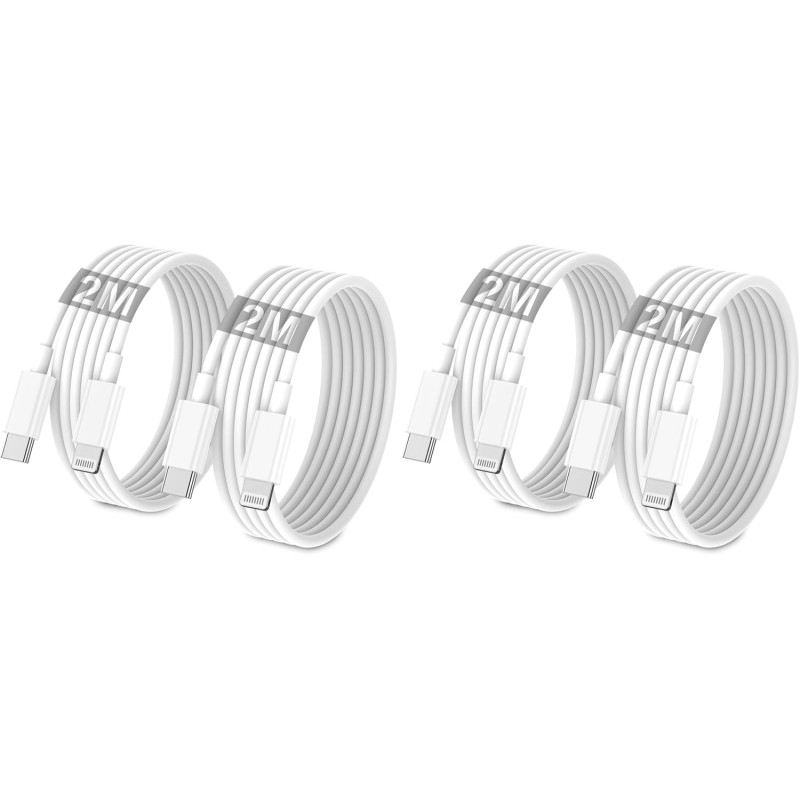 ZMHPJQ Câble USB C Lightnning 2M-Lot de 4 [Certificat MFi] Rapide Type C Câble Charge Chargeur Type C Câble Chargeur pour iPhone