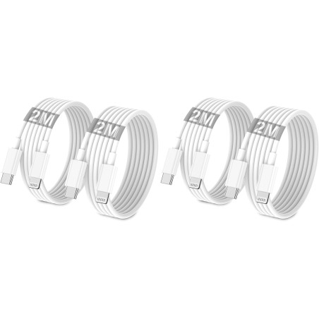 ZMHPJQ Câble USB C Lightnning 2M-Lot de 4 [Certificat MFi] Rapide Type C Câble Charge Chargeur Type C Câble Chargeur pour iPhone