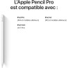 Apple Pencil Pro:Outils avancés, précision au pixel près, sensibilité à l’inclinaison et à la pression,faible latence inégalée s
