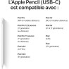 Apple Pencil (USB-C) : Précision au Pixel près, sensibilité à l’Inclinaison et à la Pression et Faible Latence de Pointe pour la