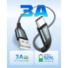 ZKAPOR Extra Long Câble USB C 3M, Cable USB C Charge Rapide 3A Nylon Chargeur Cable Type C pour iPhone 15/15 Pro Max, Samsung Ga