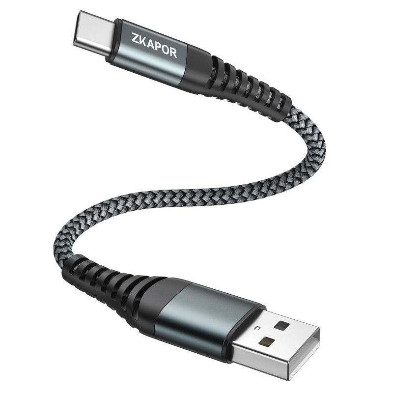 ZKAPOR Câble USB C Court 50CM, Cable USB C Charge Rapide 3A Nylon Tressé Chargeur Type C pour iPhone 15/15 Pro Max, Samsung Gala