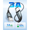 ZKAPOR Câble USB C Court 50CM, Cable USB C Charge Rapide 3A Nylon Tressé Chargeur Type C pour iPhone 15/15 Pro Max, Samsung Gala