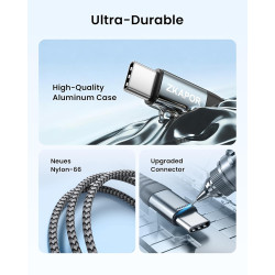 ZKAPOR Câble USB C 1M, Cable USB Type C 3A Nylon Tressé Chargeur Cable Type C pour iPhone 15/15 Pro Max, Samsung Galaxy S23/S22/