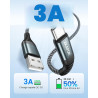 ZKAPOR Extra Long Câble USB C 4M, Cable USB C Charge Rapide 3A Nylon Tressé Chargeur Cable Type C pour iPhone 16/16 Pro Max/15, 