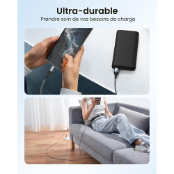 ZKAPOR Extra Long Câble USB C 4M, Cable USB C Charge Rapide 3A Nylon Tressé Chargeur Cable Type C pour iPhone 16/16 Pro Max/15, 