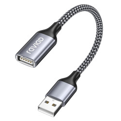 RAVIAD Câble Rallonge USB 2.0 0.5M, Câble Extension USB 2.0 Mâle A vers Femelle A Nylon Tressé Compatible pour Clé USB, Hub USB,