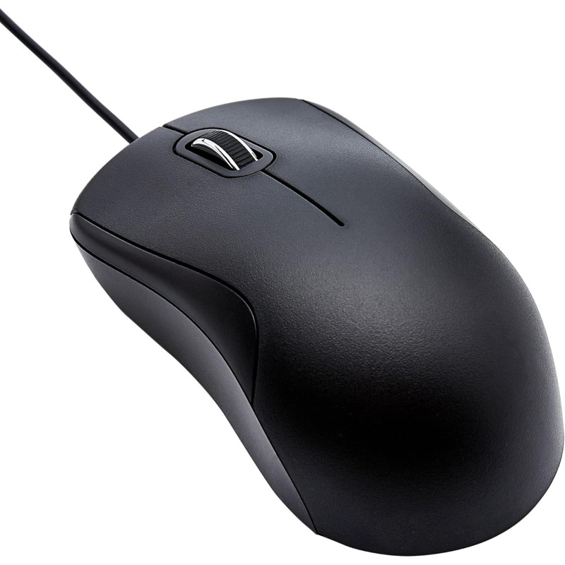 Amazon Basics Souris filaire USB à 3 boutons, Standard, silencieuse, noire