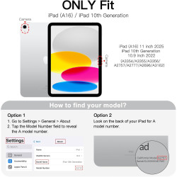 JETech Coque pour iPad (A16) 11ème/10ème Génération (2025/2022), Support Mince Dos Dur Housse Étui avec Veille/Réveil Automatiqu