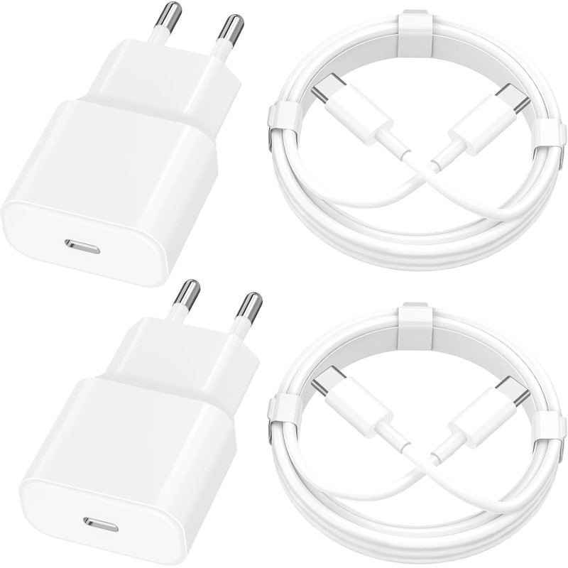 [Certifié Apple MFi] Chargeur iPhone 17, Rombica 4Pack 20W USB-C Secteur Adaptateurs Chargeur Mural Type-C Charge Rapide avec Câ