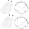 [Certifié Apple MFi] Chargeur iPhone 17, Rombica 4Pack 20W USB-C Secteur Adaptateurs Chargeur Mural Type-C Charge Rapide avec Câ