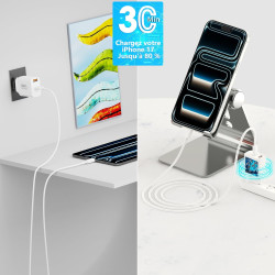 [Certifié Apple MFi] Chargeur iPhone 17, Rombica 4Pack 60W USB-C Chargeur Adaptateur D’alimentation Dynamique Mural PD+QC Type-C