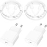 [Certifié Apple MFi] Chargeur iPhone 14, Rombica 4Pack 20W USB-C Secteur Adaptateur Chargeur Mural Type-C Charge Rapide Avec Câb