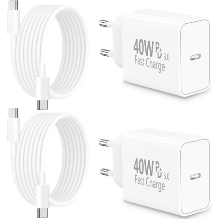 [Certifié Apple MFi] Chargeur iPhone 17, Rombica 4Pack 40W USB-C Chargeur Adaptateur D’alimentation Dynamique Mural Type-C Charg