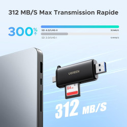 Uvert lecteur de carte sd tf usb c et usb 3.0 2 en 1 adaptateur de microsd en aluminium sd card reader compatible avec macbook i