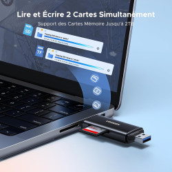 Uvert lecteur de carte sd tf usb c et usb 3.0 2 en 1 adaptateur de microsd en aluminium sd card reader compatible avec macbook i
