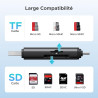 Uvert lecteur de carte sd tf usb c et usb 3.0 2 en 1 adaptateur de microsd en aluminium sd card reader compatible avec macbook i