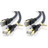 Câble Ethernet 5M, RJ45 Cat 8 Câble Réseau 40Gbps 2000MHz Haut Débit Câble, Nylon Tressé Double Blindage LAN Câble Internet, Com
