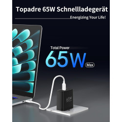 TOPADRE Chargeur 65 W USB C, Chargeur 2 pièces avec 2 câbles de Charge 60W (2m), Chargeur Rapide USB C Compatible avec MacBook P