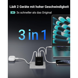 TOPADRE Chargeur 65 W USB C, Chargeur 2 pièces avec 2 câbles de Charge 60W (2m), Chargeur Rapide USB C Compatible avec MacBook P