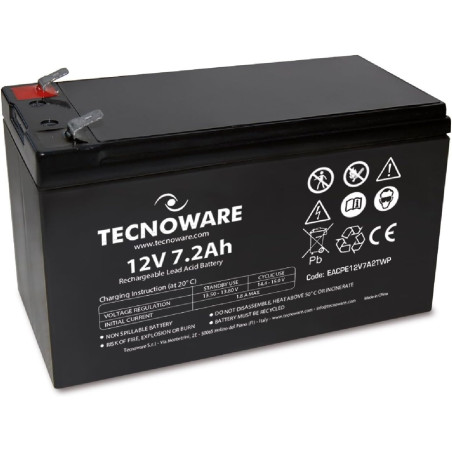Tecnoware Power Systems Store Batterie au plomb étanche 12 V Capacité 7,2 Ah