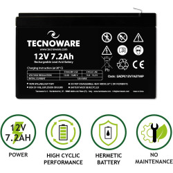 Tecnoware Power Systems Store Batterie au plomb étanche 12 V Capacité 7,2 Ah