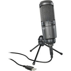 Audio-Technica 2020USB+ Microphone Cardioïde à Électret (connexion USB) Gris Foncé